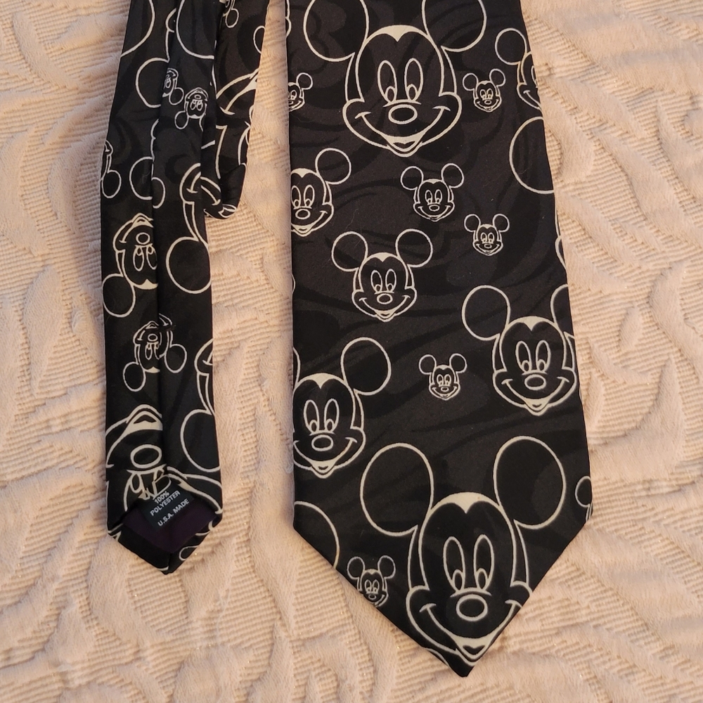 Mickey Mouse Tie Black and White Mens Tie